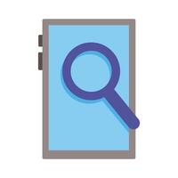 smartphone device with magnifying glass flat style icon vector