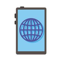 smartphone device electronic with sphere browser flat style icon vector