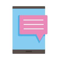 smartphone device electronic with speech bubble flat style icon vector