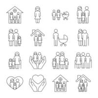 bundle of sixteen family parents set collection icons vector