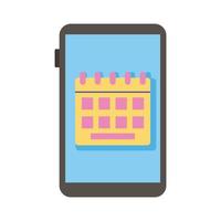 smartphone device with calendar flat style icon vector