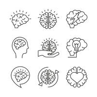 bundle of brains organs set icons vector