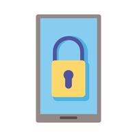 smartphone device with padlock flat style icon vector