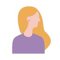 young woman profile avatar character flat style icon vector