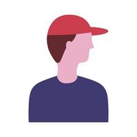 young man profile with sport cap avatar character flat style icon vector