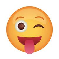 cara de emoji loco con icono de estilo plano de lengua fuera vector