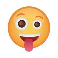 cara de emoji loco con icono de estilo plano de lengua fuera vector