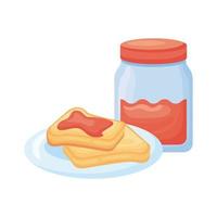 bread sliced with jam breakfast detailed style icon vector