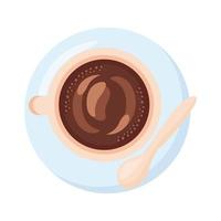 taza de café bebida y cuchara estilo detallado vector