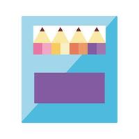 pencils colors in box school supplies flat style icon vector