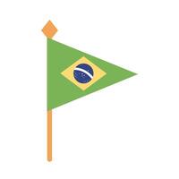 brazil flag in pole flat style icon vector