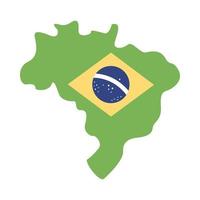 brazil flag in map flat style icon vector