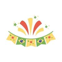 banderas de brasil en guirnaldas icono de estilo plano vector