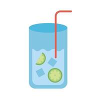 lemonade juice with ice cubes flat style vector