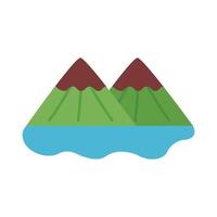 icono de estilo plano de montañas y lago vector