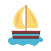 sailboat ship flat style icon vector