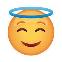 angel emoji face classic flat style icon vector