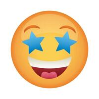 emoji cara riendo con ojos estrellas icono de estilo plano vector