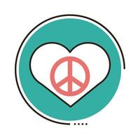 heart with peace symbol line and fill style icon vector