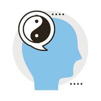 perfil con el símbolo de yin yang en la línea de la burbuja del discurso y el icono de estilo de relleno vector