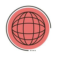 sphere browser line and fill style icon vector