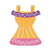 icono de estilo plano de traje femenino de cultura mexicana vector