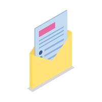 envelope mail open isometric style icon vector