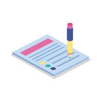 Isolated document with pencil isometric line style icon vector design