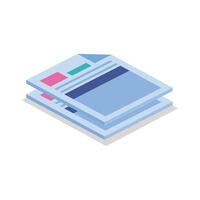 Isolated documents isometric line style vector design