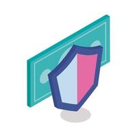 bill with shield isometric line style icon vector design