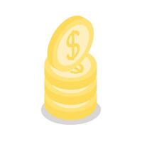 coins isometric line style icon vector design