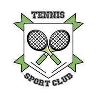 tennis sport rackets in shield line and fill style icon vector