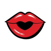 Pop art mouth closed kissing fill style icon vector