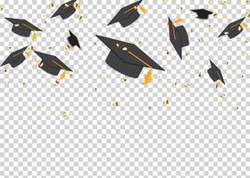 Education Concept Background Graduation caps and confetti vector