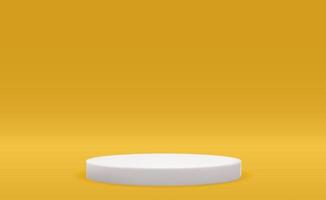 Realistic 3d pedestal over vivid background. Trendy empty podium display for ads cosmetic product presentation vector