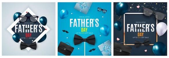 Fondo de venta del día del padre. cartel, volante o tarjeta de felicitación. vector