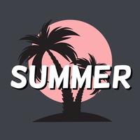 Summer Time Background Icon with palm tree silhouette vector