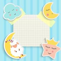 Child Good Night background with cloud, star and moon vector