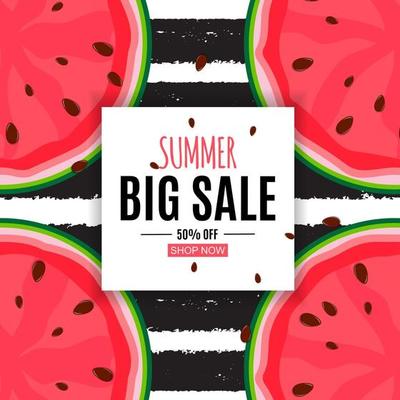 Abstract Summer Sale Background with Watermelon