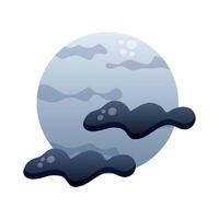 icono de estilo degradado de luna y nubes vector