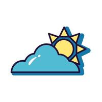 cloud and sun slang line and fill style vector