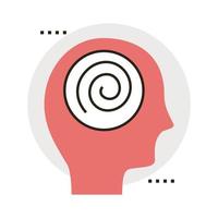 head human profile with spiral mind line and fill style icon vector