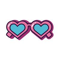 hearts sunglasses slang line and fill style icon vector