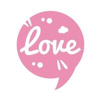 slang speech bubble with love word silhouette style vector