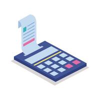 Isolated calculator with receipt isometric line style icon vector design