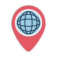 Digital marketing global sphere in gps mark flat style icon vector design