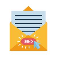 Digital marketing envelope with send button flat style icon vector design