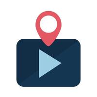 Digital marketing play button with gps mark flat style icon vector design