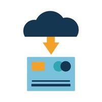 Digital marketing credit card and cloud computing flat style icon vector design