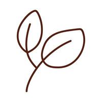 leaf with two oval leaves line style icon vector design